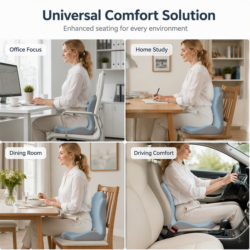 🪑2026 Hot Sale 50% OFF!✨Ergonomic Memory Foam Seat Cushion with Back Support – Stay Comfortable All Day, Perfect for Office, Car & Home ✨