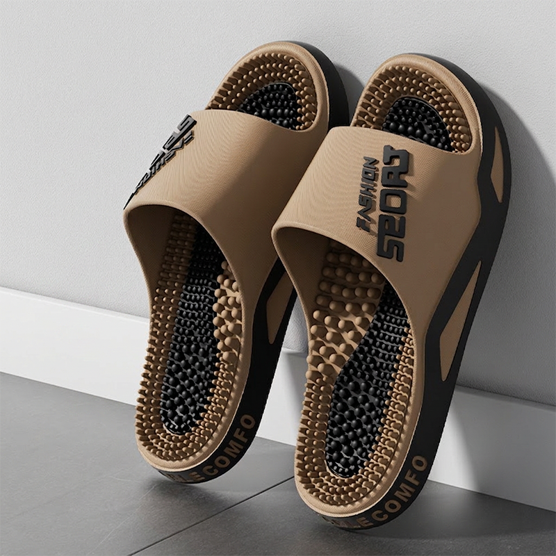 📢📢50% OFF !! ⏰Men Massage Slippers Non Slip House Slides with Arch Support