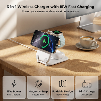 🎄LIMITED-TIME 50% OFF! ⏰3-in-1 Foldable Magnetic Wireless Charger Stand