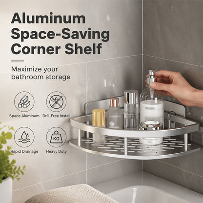 🏠 Drill-Free Corner Shower Storage – Easy Install Adhesive Bathroom Shelf