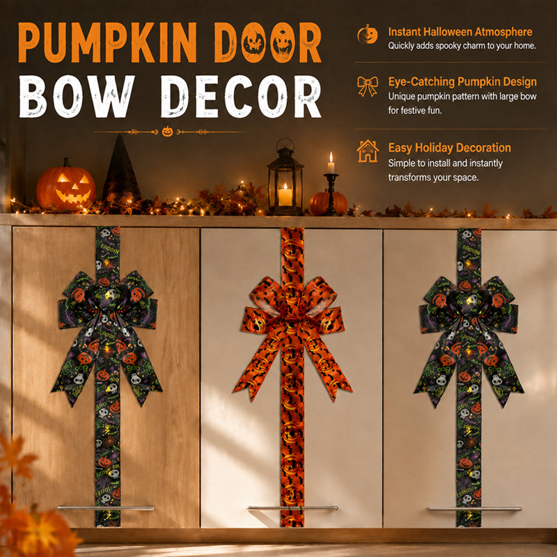 🎃 LED Lighted Halloween Cabinet Bow – Glowing Pumpkin & Ghost Decor for Doors & Cabinets | LIMITED TIME 👻