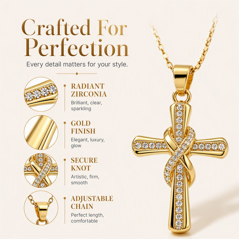 ⏳Limited-time 50% off⏰Women's Sparkling Twisted Knot Cross Pendant Necklace✝️📿