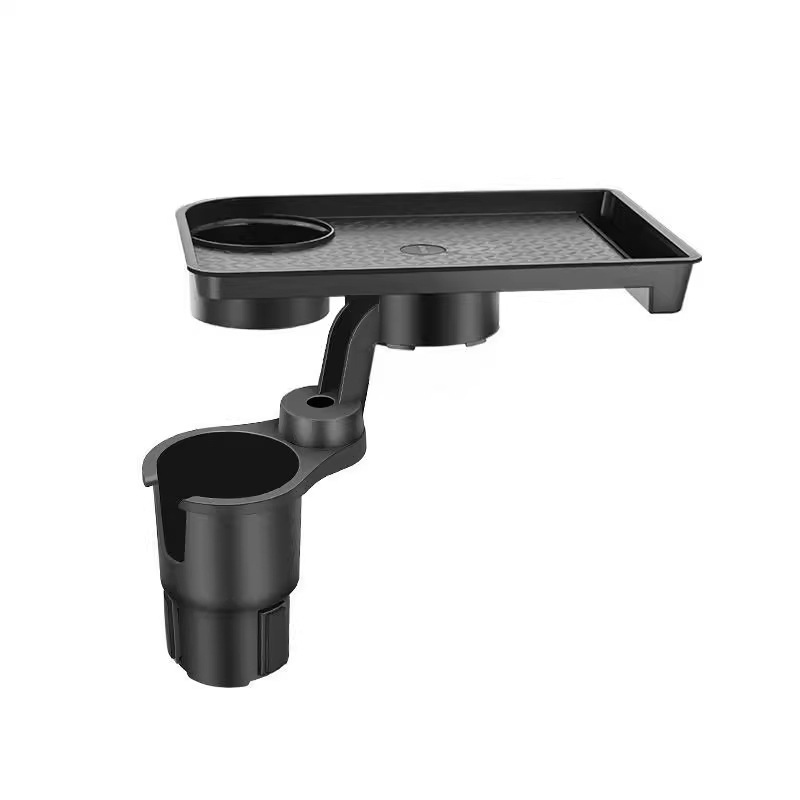 🚗 Car Cup Holder Expander with Detachable Tray – 360° Rotatable Food Table & Dual Cup Holder