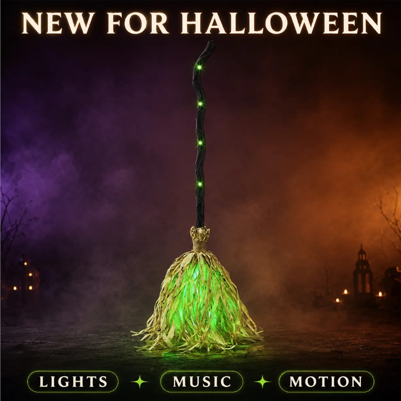 🧹Halloween Electric Witch Broom Decoration