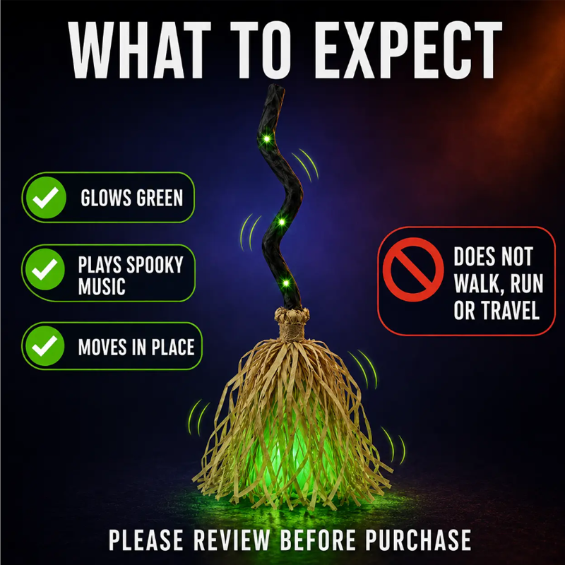 🧹Halloween Electric Witch Broom Decoration