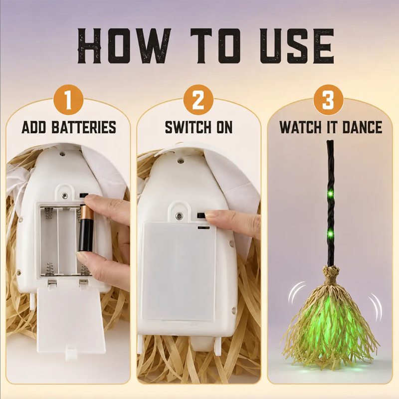🧹Halloween Electric Witch Broom Decoration