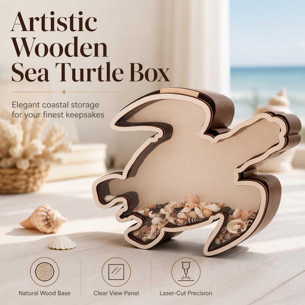 🐢Creative Wood Sea Turtle Shell Organizer