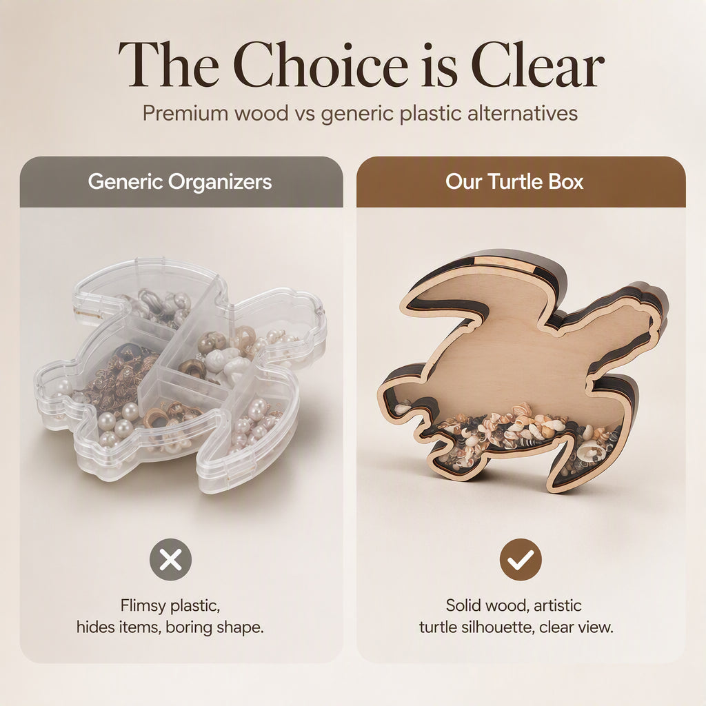 🐢Creative Wood Sea Turtle Shell Organizer