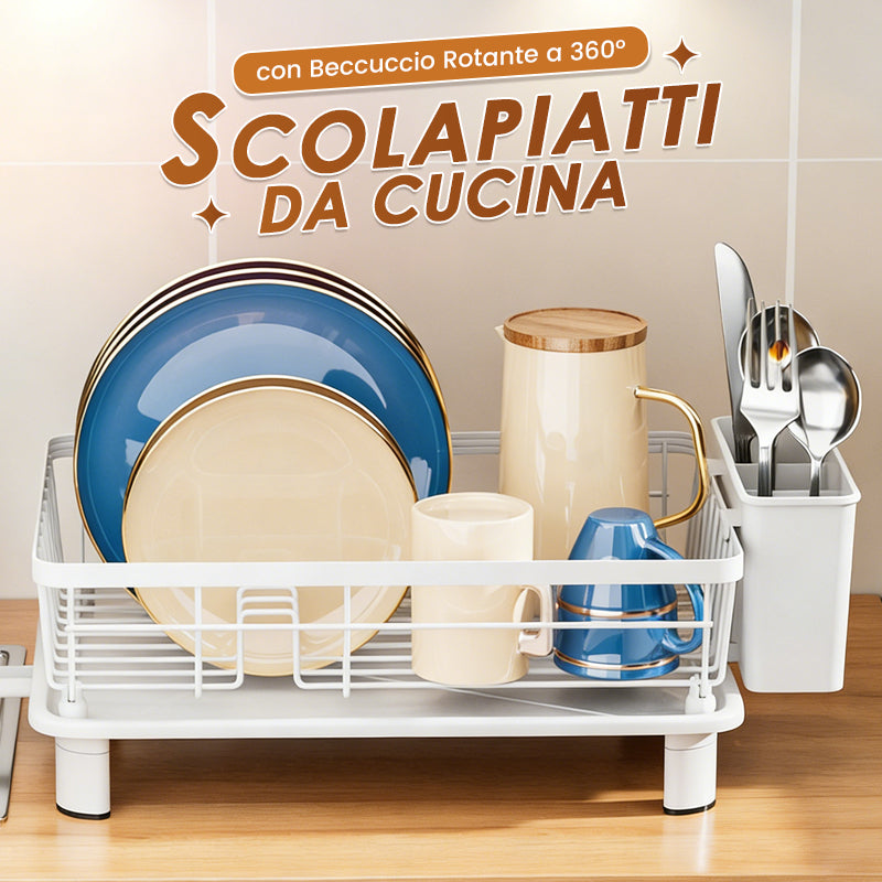 Kitchen Dish Rack with 360° Rotating Spout