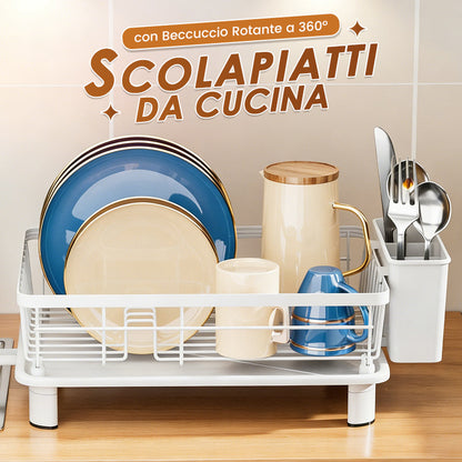 Kitchen Dish Rack with 360° Rotating Spout