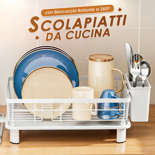 Kitchen Dish Rack with 360° Rotating Spout