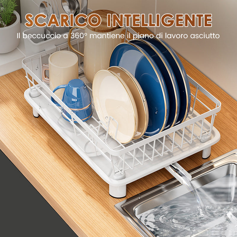 Kitchen Dish Rack with 360° Rotating Spout