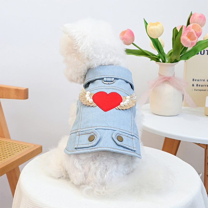 👑 Cute Princess Denim Dog Jacket 🐶