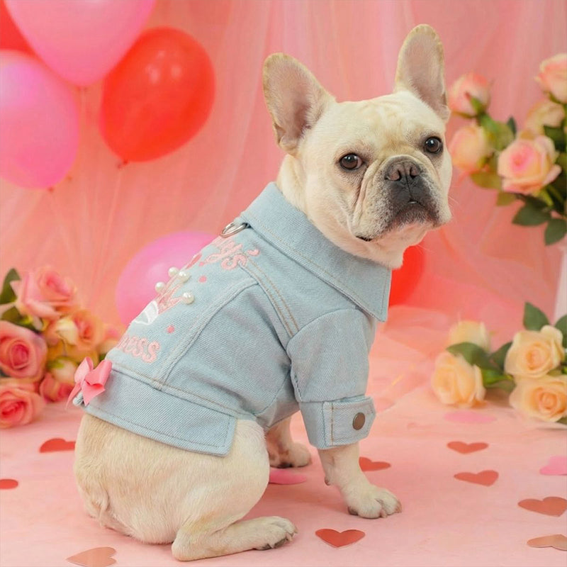 👑 Cute Princess Denim Dog Jacket 🐶
