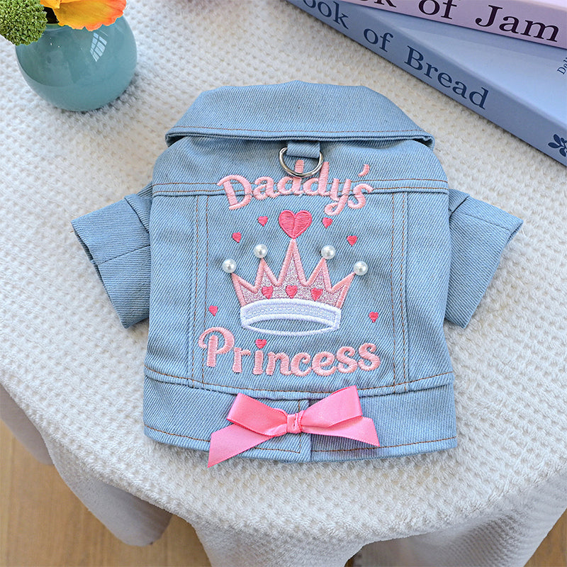 👑 Cute Princess Denim Dog Jacket 🐶