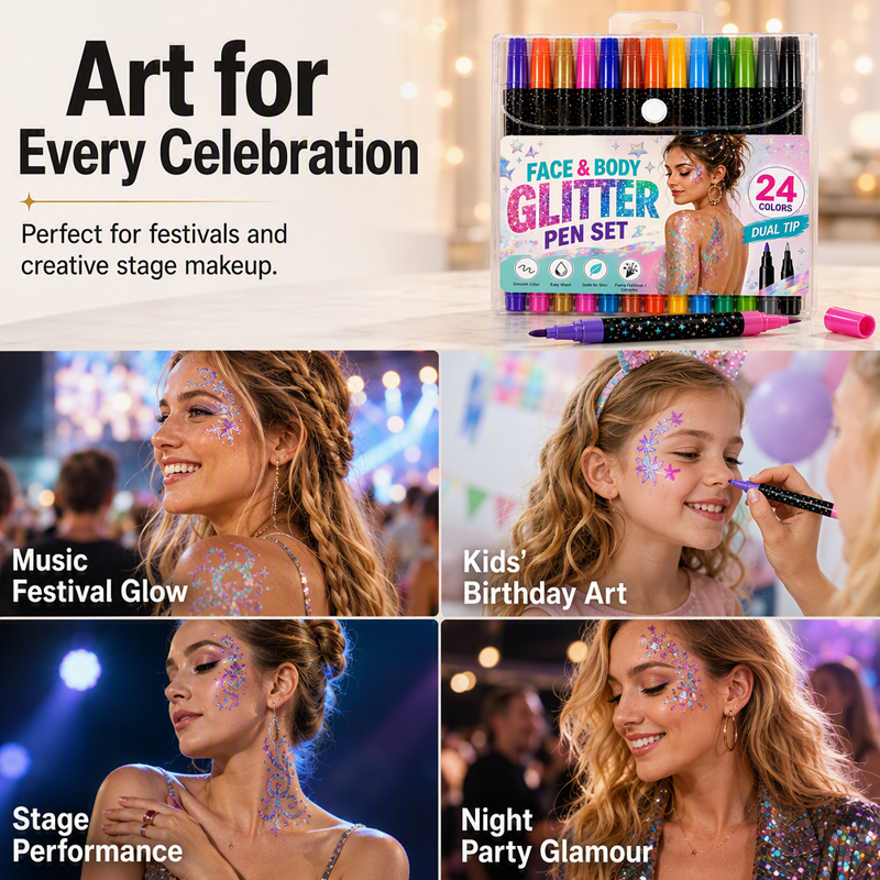 🎨 Kids Love It, Parents Trust It – 24 Washable Glitter Markers with Dual Tips. Buy 2 Get 1 Free. Free UK Delivery
