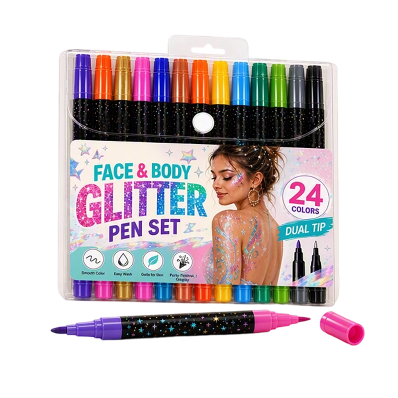 🎨 Kids Love It, Parents Trust It – 24 Washable Glitter Markers with Dual Tips. Buy 2 Get 1 Free. Free UK Delivery