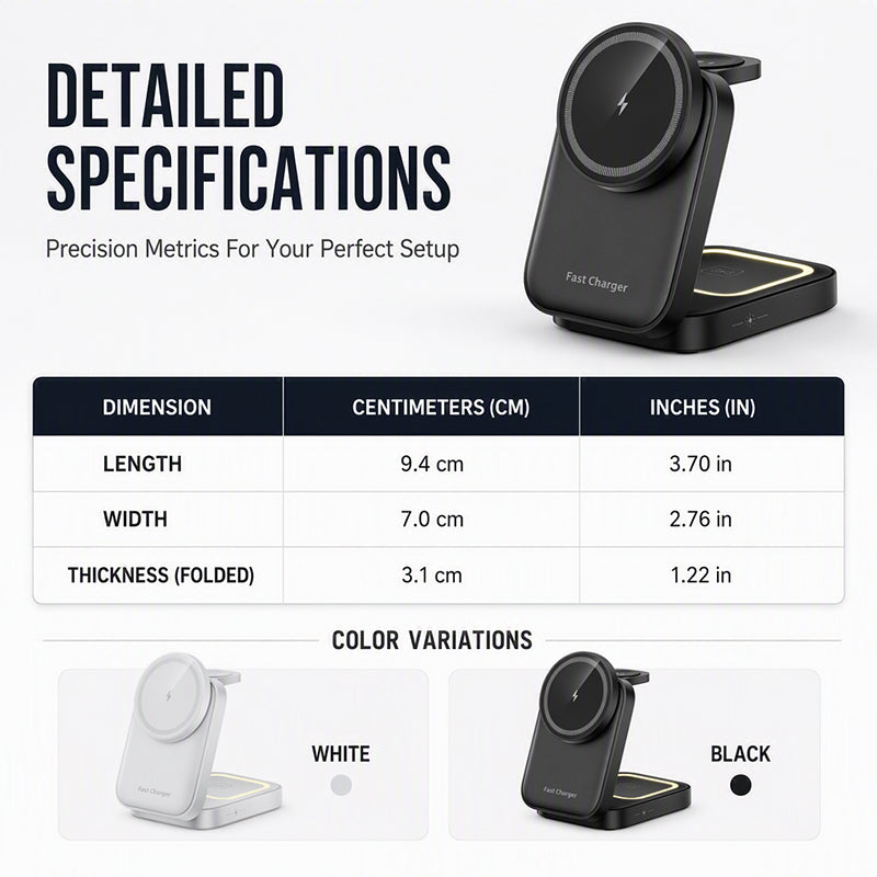 🧲3 in 1 Foldable Wireless Charging Station 15W Fast Charger Desktop Stand