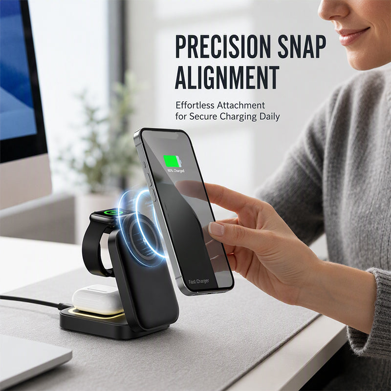 🧲3 in 1 Foldable Wireless Charging Station 15W Fast Charger Desktop Stand