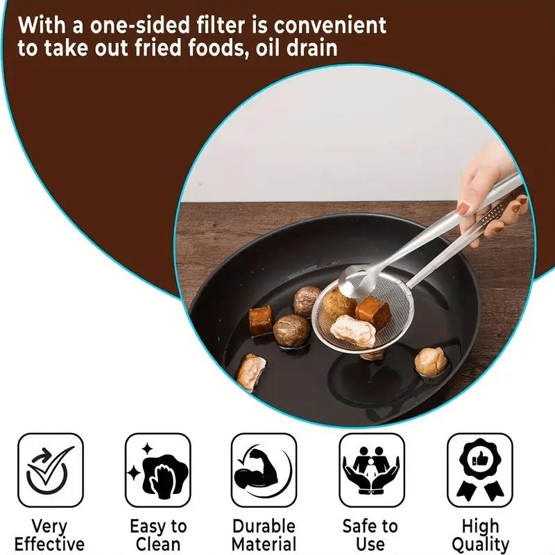 🥢 Serve & Strain with One Tool – Heat-Resistant Food Tongs & Oil Strainer, Anti-Slip Grip. Half Price. Free UK Delivery