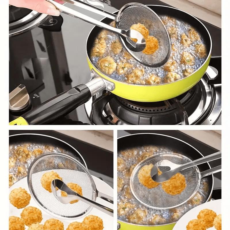 🥢 Serve & Strain with One Tool – Heat-Resistant Food Tongs & Oil Strainer, Anti-Slip Grip. Half Price. Free UK Delivery