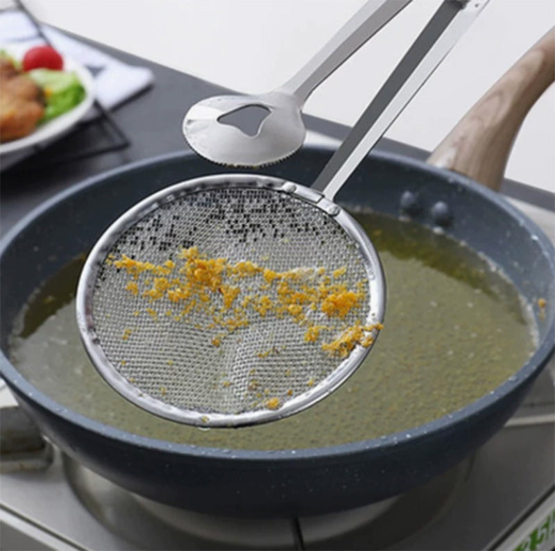 🥢 Serve & Strain with One Tool – Heat-Resistant Food Tongs & Oil Strainer, Anti-Slip Grip. Half Price. Free UK Delivery