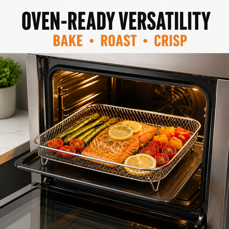 3-Layer 304 Stainless Steel Air Fryer Rack, Stackable Grill Basket and Toast Rack for Chicken Wings and Toast, Cooking Rack for Indoor Kitchen Grill Accessories, Grilling Accessories