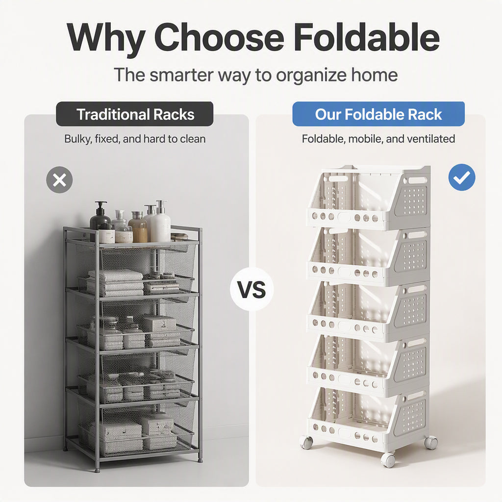 Multi-Tier Foldable Storage Organizer with Wheels