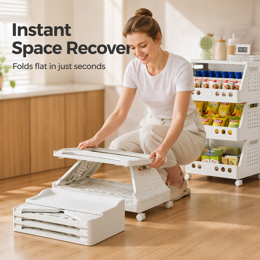 Multi-Tier Foldable Storage Organizer with Wheels