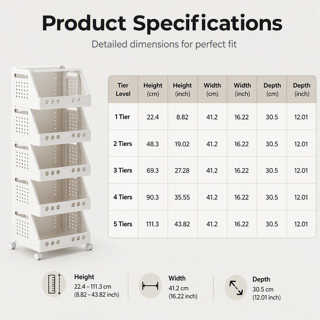 Multi-Tier Foldable Storage Organizer with Wheels