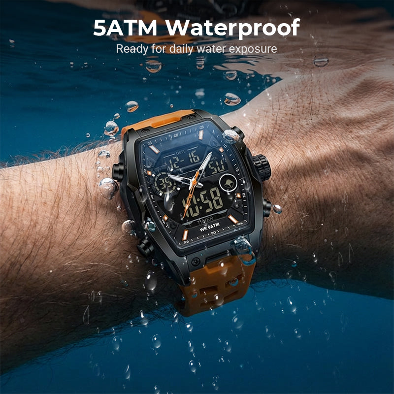 ⌚ Men's Dual Display Sports Watch – Analog-Digital Watch with Luminous Dial