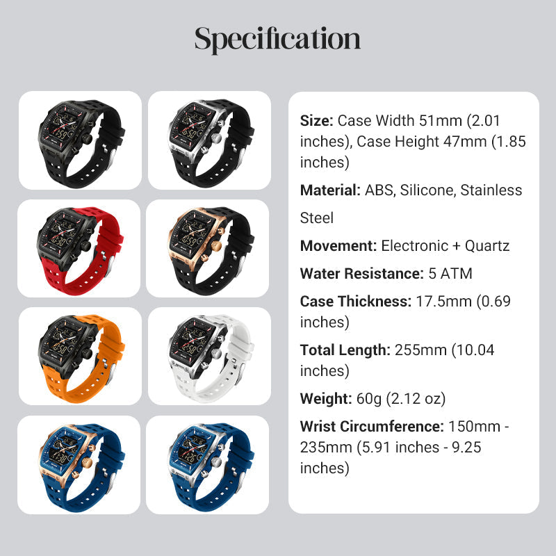 ⌚ Men's Dual Display Sports Watch – Analog-Digital Watch with Luminous Dial