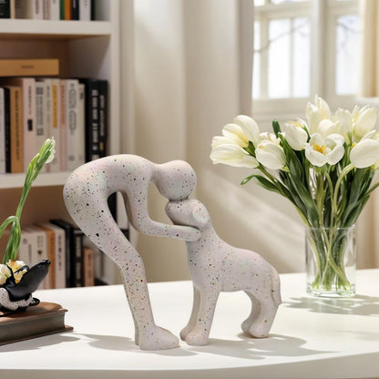 🐕🧑 Man & Dog Sculptural Art Piece – 50% OFF! Unique figurine, warm & affectionate, perfect for office, living room & bedroom. 🔥🏠