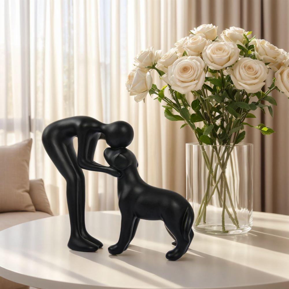 🐕🧑 Man & Dog Sculptural Art Piece – 50% OFF! Unique figurine, warm & affectionate, perfect for office, living room & bedroom. 🔥🏠
