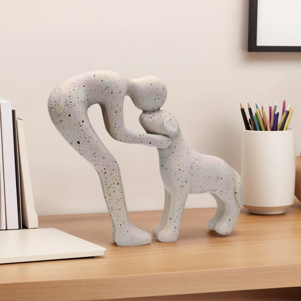 🐕🧑 Man & Dog Sculptural Art Piece – 50% OFF! Unique figurine, warm & affectionate, perfect for office, living room & bedroom. 🔥🏠