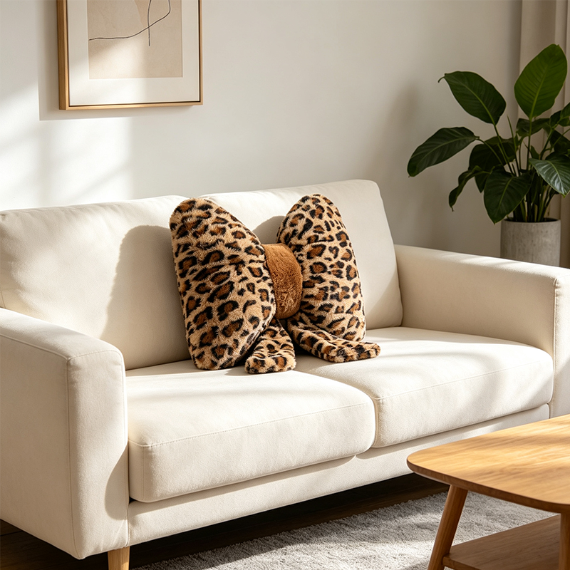 🐆🎀Leopard Print Bowknot Throw Pillow