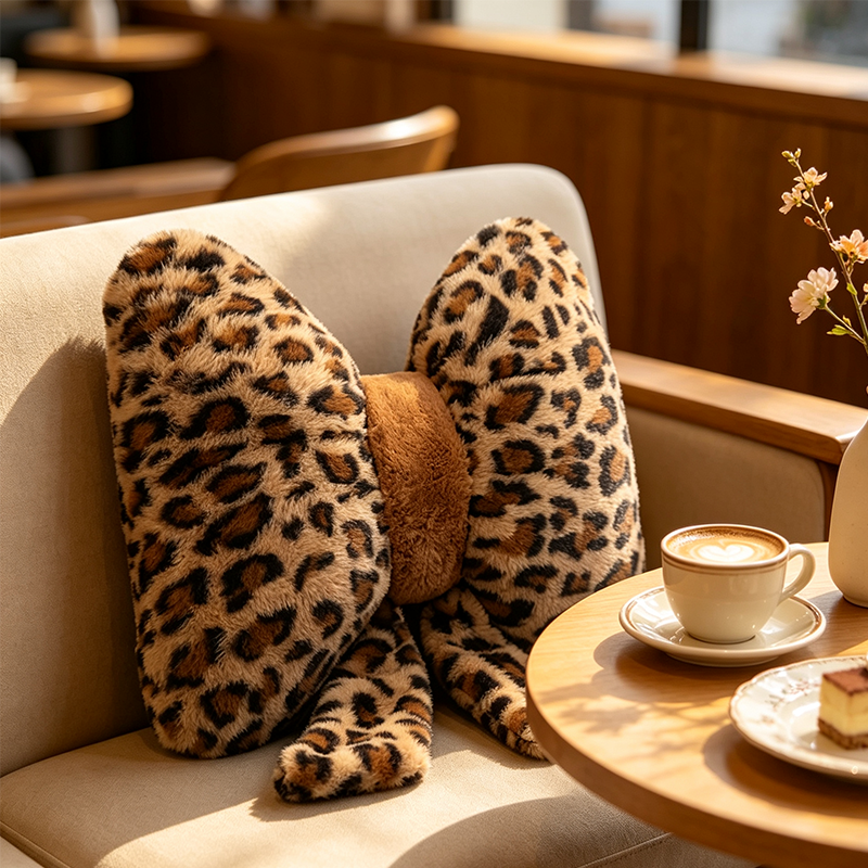 🐆🎀Leopard Print Bowknot Throw Pillow