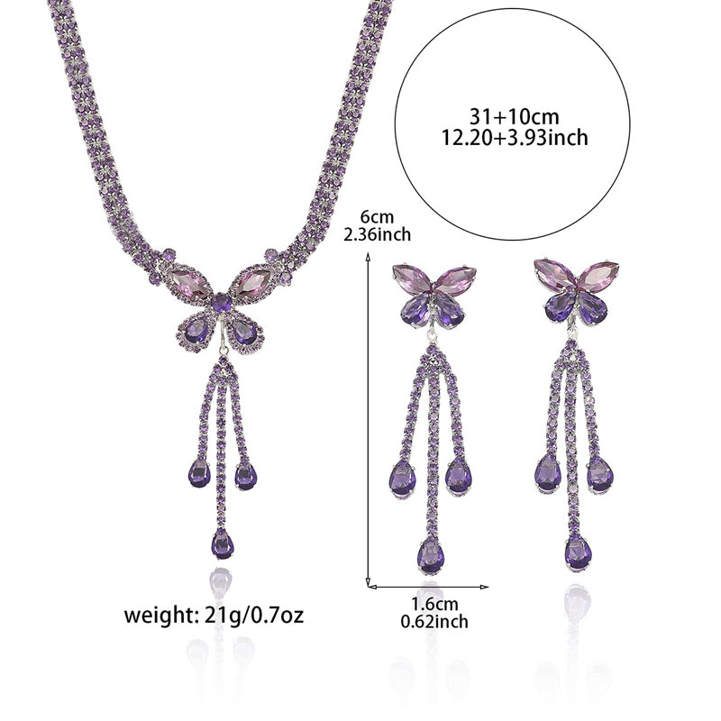 Elegant Butterfly Necklace and Earrings Set