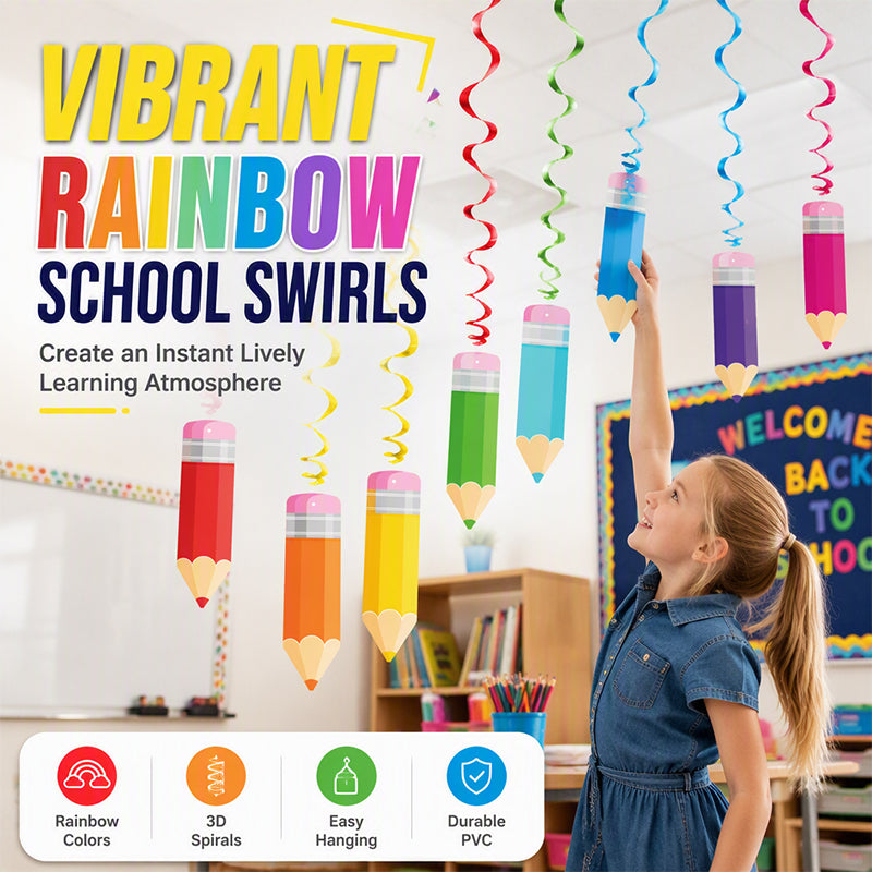 Colorful Pencil Hanging Swirl Party Decorations