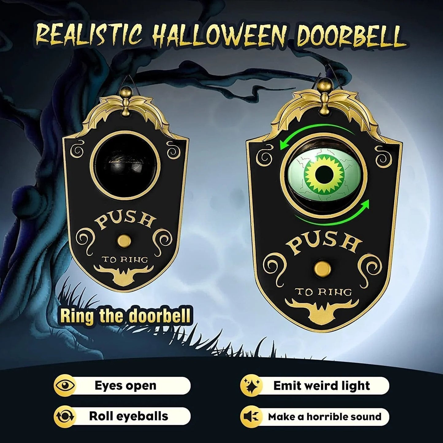 📢📢50% OFF & In Stock⏰🎃 Best Sellers for Halloween 2026! 😈 Doorbell shaped like a one-eyed demon