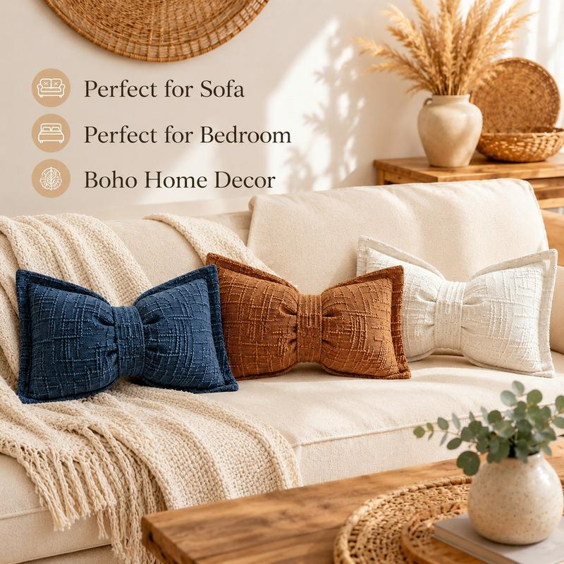 🎀Soft Chenille Bow-Shaped Throw Pillow