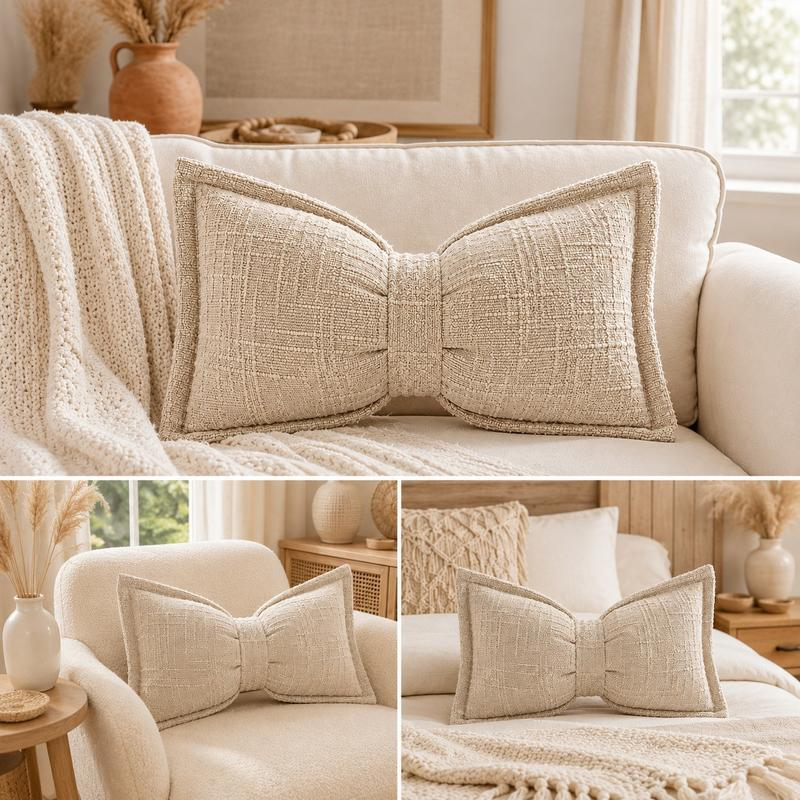 🎀Soft Chenille Bow-Shaped Throw Pillow