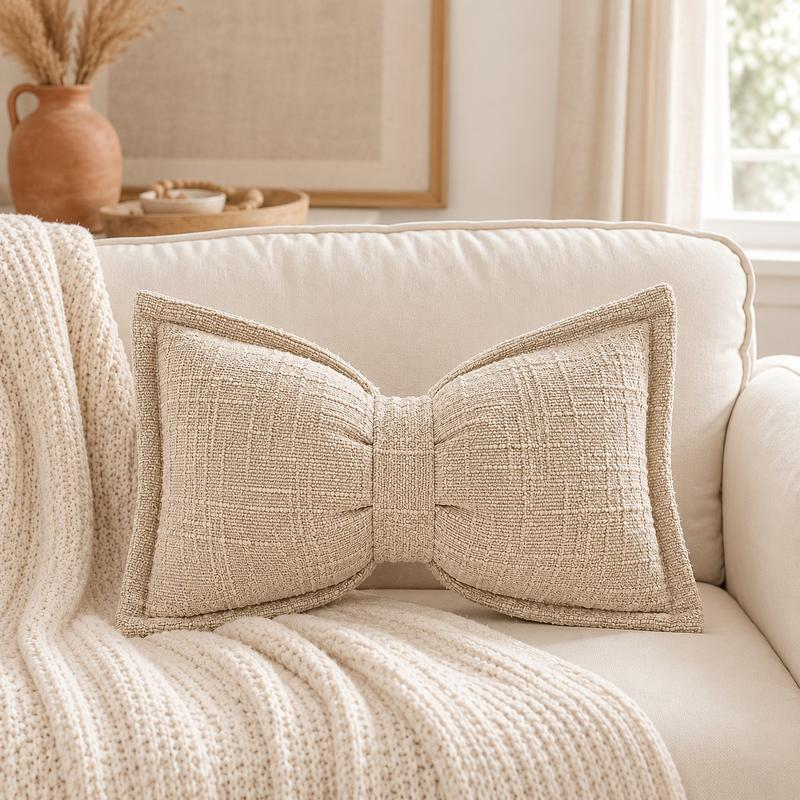🎀Soft Chenille Bow-Shaped Throw Pillow