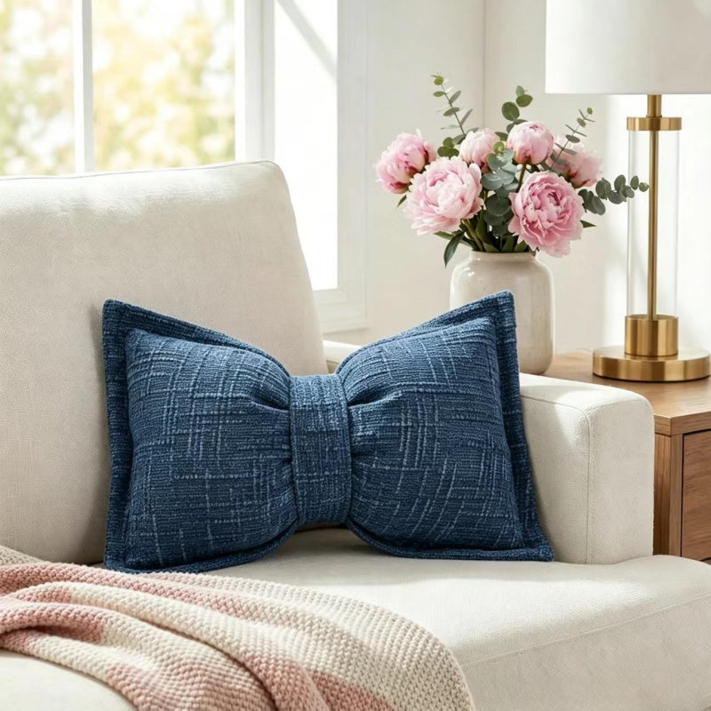 🎀Soft Chenille Bow-Shaped Throw Pillow