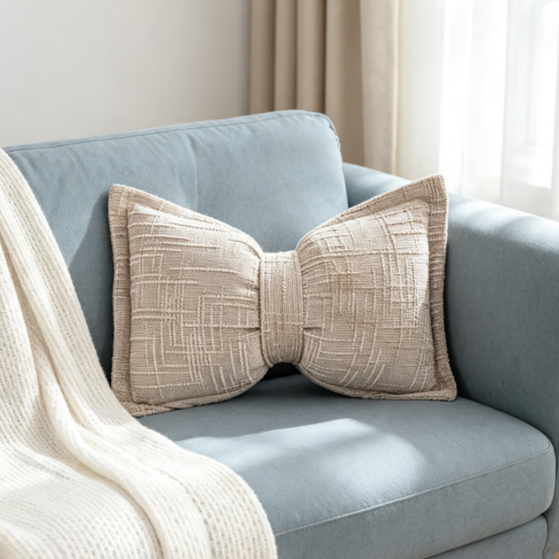 🎀Soft Chenille Bow-Shaped Throw Pillow