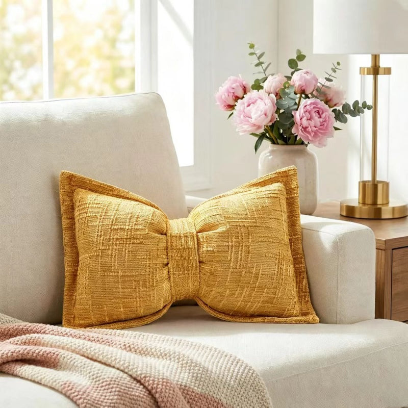 🎀Soft Chenille Bow-Shaped Throw Pillow