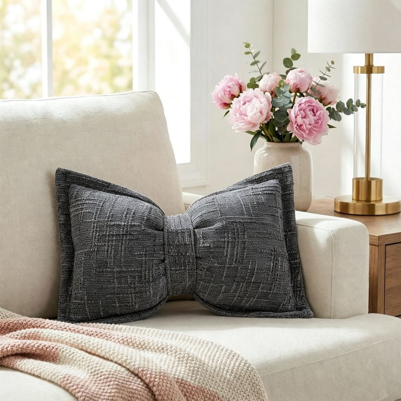 🎀Soft Chenille Bow-Shaped Throw Pillow