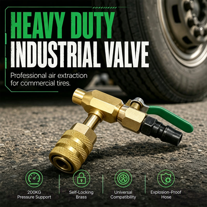 Brass Tire Deflation Valve with Self-Locking Chuck for Large Trucks