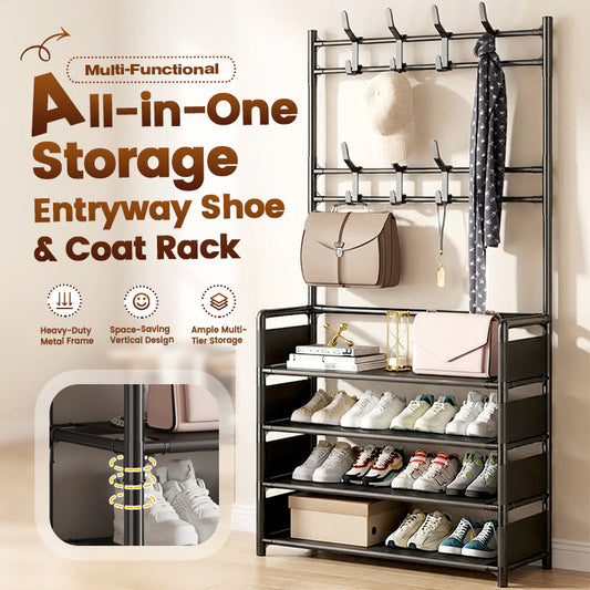 🏠 Multi-Functional Entryway Shoe & Coat Rack