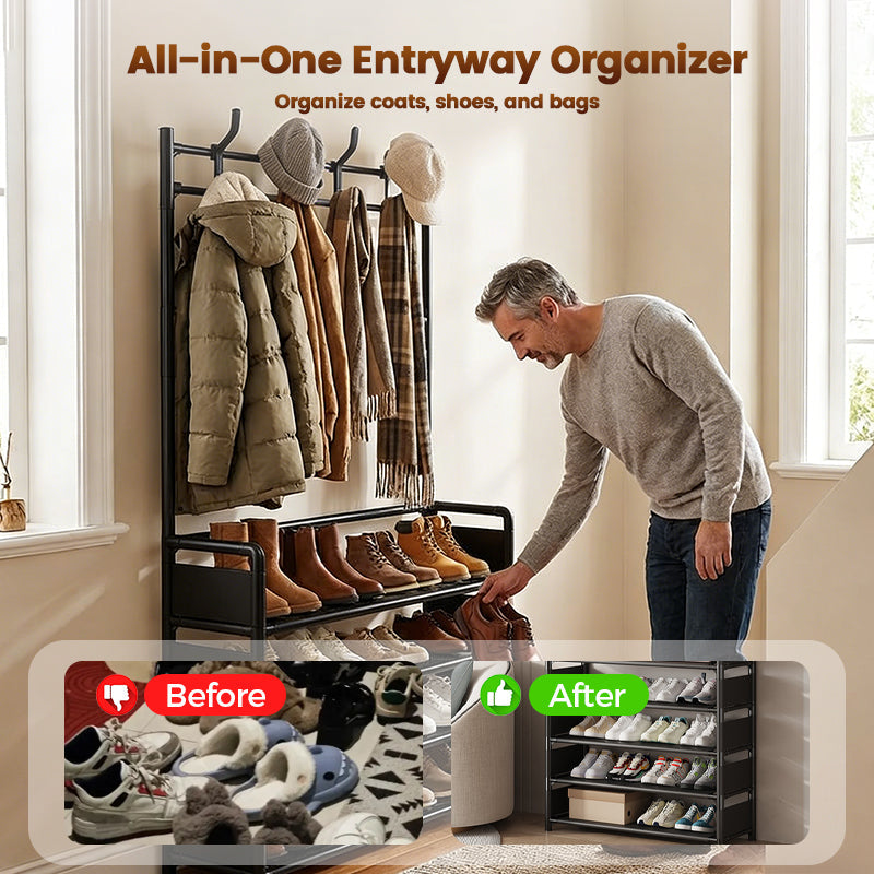 Multi-Functional Entryway Shoe & Coat Rack
